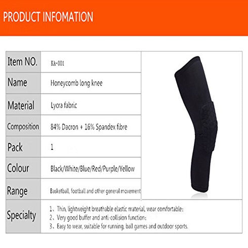 Wei Long Knee Calf Padded Compression Leg Sleeve, Black, Sports Protective Gear for Football, Basketball