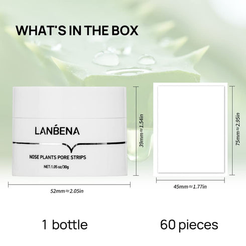 LANBENA Blackhead Mask with 60 pcs Strips, Peel Off Mask for Pore Cleanser and Purifying Face Mask