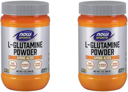 NOW Foods L-Glutamine Pure Powder, 16 Ounce (Pack of 2)
