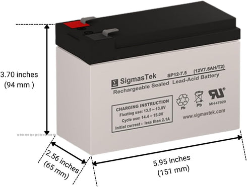 SigmasTek BN600G 12V 7.5Ah F2 APC Compatible UPS Battery