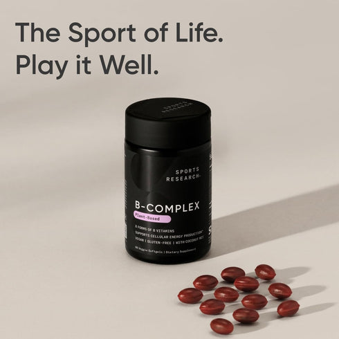 Sports Research Vitamin B-Complex - Full Spectrum of B Vitamins - 60 Veggie Softgels