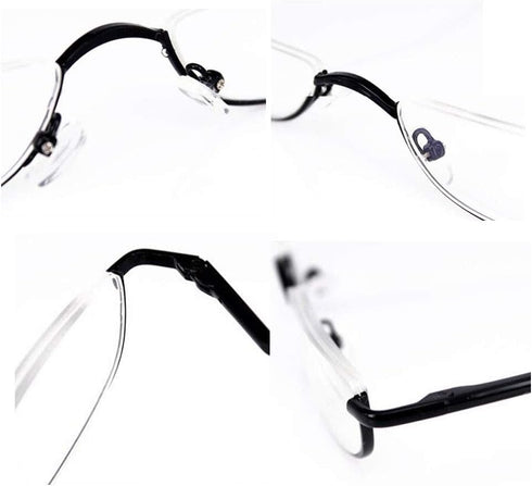 KoKoBin Half Reading Glasses, 4 Pairs Gunmetal Metal Frame Spring Hinge Readers for Men and Women, 2.25