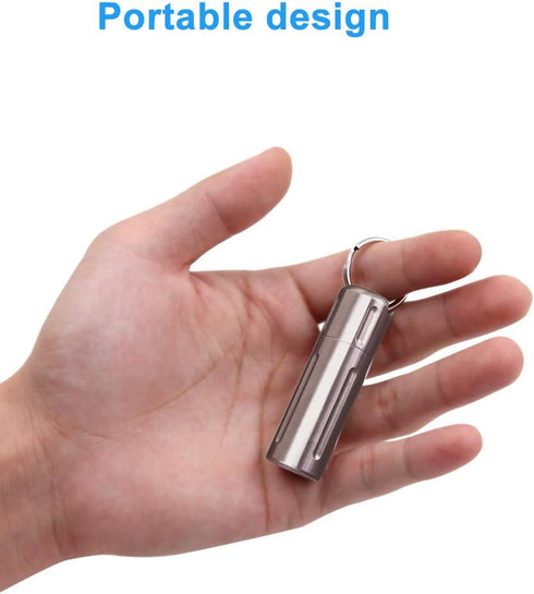SHD Pill Holder Keychain, Titanium Waterproof Single Pill Box Container for Outdoor Travel Camping
