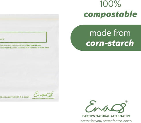 100% Compostable Food Storage Bags, 50 Pack, Gallon, Eco-Friendly Freezer Bags, Resealable, Heavy-Duty, Off-White