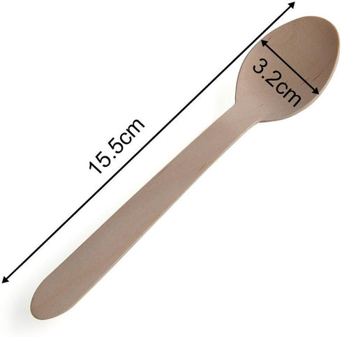 HUJI Eco-Friendly Wooden Spoons, Disposable Wood Cutlery, 50 Spoons, 6.1"