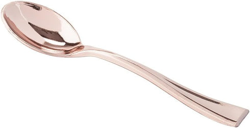 Restaurantware 4 Inch Mini Spoons 100 Disposable Tiny Spoons - Heavy-Duty Pair With Appetizers Or Desserts Rose Gold Plastic Sample Spoons For Parties Weddings Or Catering by Restaurantware