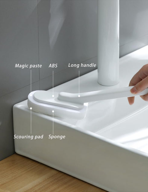 Long Handle Sponge Brush, Scouring Pads for Dishwashing & Bathroom Cleaning Tool (Long-Handled Brush)