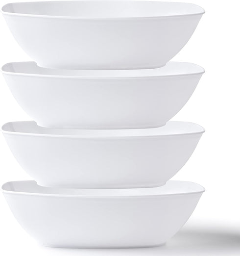 Posh Setting Disposable Oval Serving Bowls, White Plastic, 4 Pack, 72 Ounce Large for Party Snack or Salad