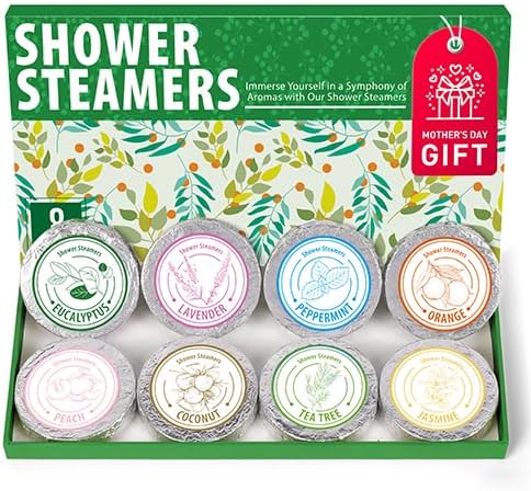 Shower Steamers Aromatherapy, 8 Pack Essential Oil Shower Bombs for Home Spa, Stress Relief Gift Set