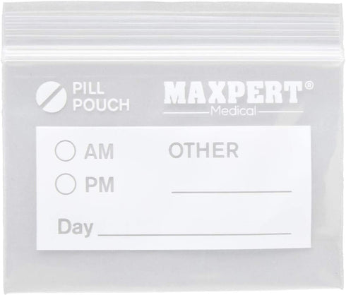 Pill Pouches, Plastic Pill Bags (Pack of 200), Resealable Zipper Pill Organizer Pouch Bags, Clear with Write on Label