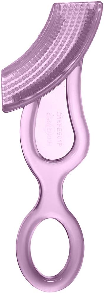 Brilliant Oral Care Baby’s First Toothbrush, Pink, Smooth Silicone Bristles for Ages 4+ Months