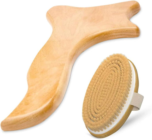 Lymphatic Drainage Paddle Wood & Dry Skin Brush, Anti Cellulite Tools for Healthier Lymphatic Drainage System
