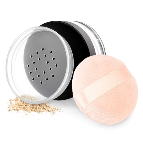 Kalevel Empty Makeup Powder Container, 50ml with Puff, Plastic Cosmetic Jars, Refillable Bottle with Sifter