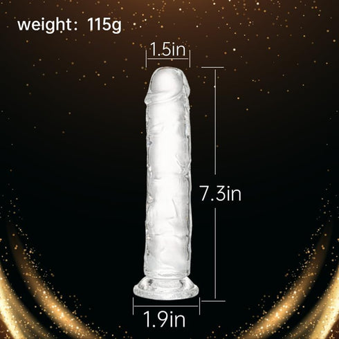 Yoshimoji 7.3 Inch Realistic Dildo Adult Sex Toys, Clear Dildos with Suction Cup for Hands-Free G Spot & Anal Play