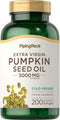 Piping Rock Pumpkin Seed Oil Capsules 3000mg, 200 Count, Cold Pressed Herbal Supplement, Non-GMO