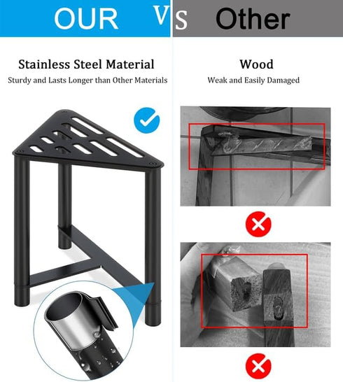 13.78" Shower Stool for Inside Shower, D Stainless Steel Shaving Foot Rest, Waterproof Corner Bench, Black Seat