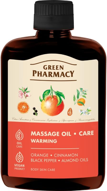 Warming Massage Oil Cinnamon, Black Pepper & Orange Essential Oils Mild Heating Effect for Relaxation & Circulation