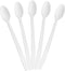 Large White Plastic Spoons, 8" Long Handled Disposable Dessert Spoon, 50PK