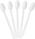 Large White Plastic Spoons, 8" Long Handled Disposable Dessert Spoon, 50PK