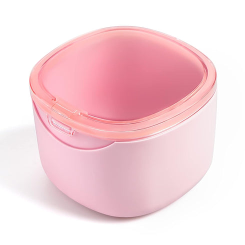 Denture Bath Case, No-Leak Retainer Cleaning Box for Mouth Guard, Night Guard, and Retainer (Pink)