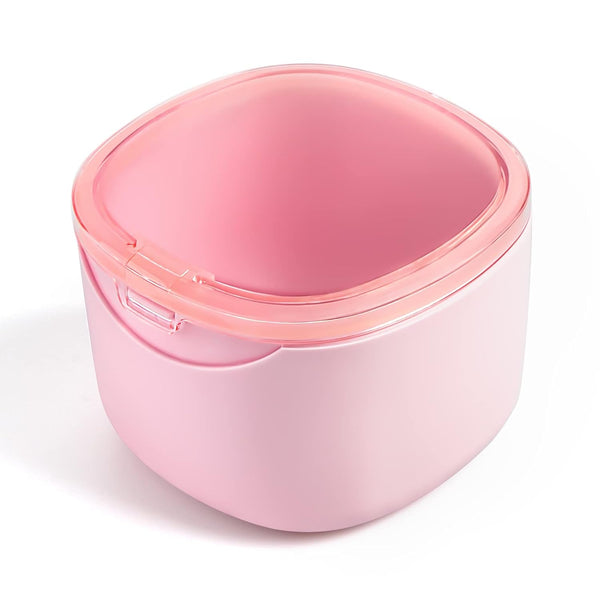 Denture Bath Case, No-Leak Retainer Cleaning Box for Mouth Guard, Night Guard, and Retainer (Pink)