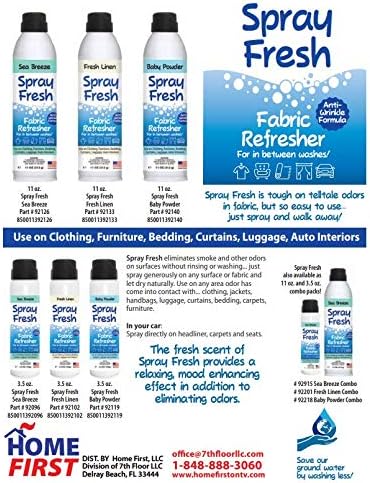 Home First Spray Fresh Fabric Refresher - Deodorizer & Freshener for Clothing, Bedding, Luggage, Furniture & More