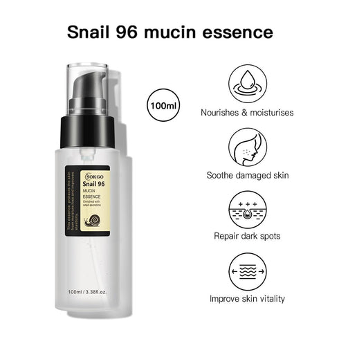 Snail Mucin Serum 96%, Advanced Power Repairing Essence with Snail Secretion Filtrate and Sodium Hyaluronate for All