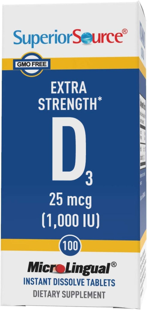 Superior Source Vitamin D3 1000 IU, Quick Dissolve MicroLingual Tablets, 100 Count - Immune Support & Strong Bones