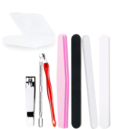 Nail Care Tool Kit, Manicure Tools with Buffers, Files, Clippers, Cuticle Fork, and Polishing Stick
