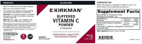 Kirkman Buffered Vitamin C Powder - 7 oz - Potent Antioxidant for Immune Health - Hypoallergenic