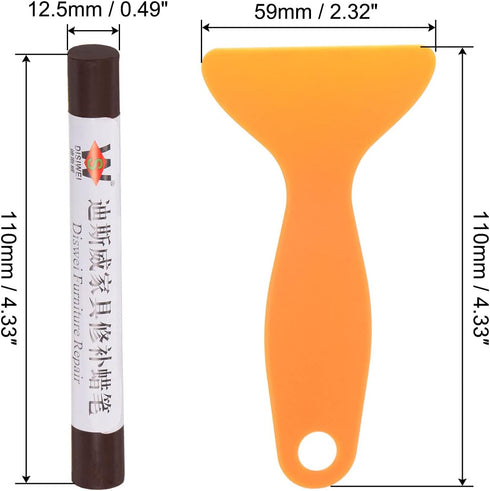 HARFINGTON Wax Filler Stick, 3pcs Wooden Repair Kit with Spatula for Touch Up Scratches on Furniture, Brown Red