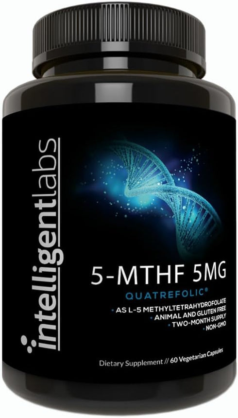 Intelligent Labs 5-MTHF L-5 Methylfolate Supplement - Activated Folic Acid as Quatrefolic Acid, 60 Capsules
