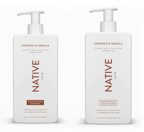 Native Shampoo and Conditioner Set | Sulfate Free, Paraben Free, with Naturally Derived Ingredients | 16.5 oz (Coconut