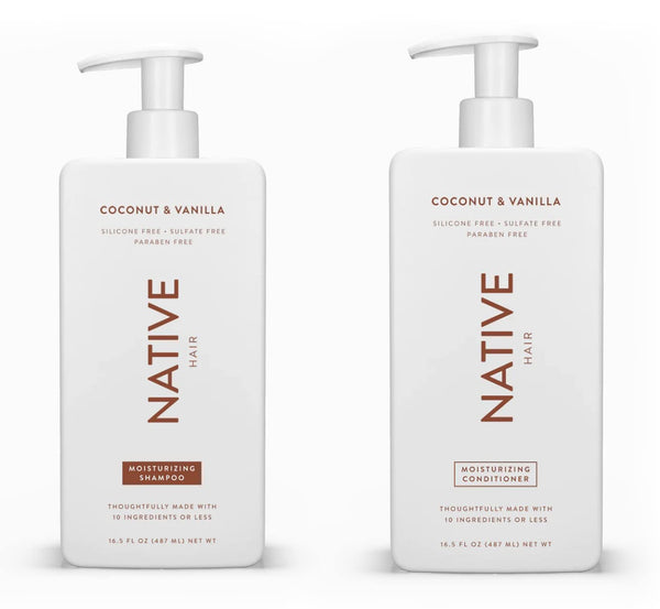 Native Shampoo and Conditioner Set | Sulfate Free, Paraben Free, with Naturally Derived Ingredients | 16.5 oz (Coconut