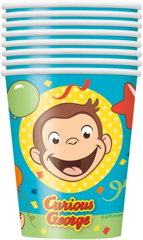 Curious George Paper Cups, 9oz, Pack of 8, Eco-Friendly Party Essentials