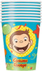 Curious George Paper Cups, 9oz, Pack of 8, Eco-Friendly Party Essentials