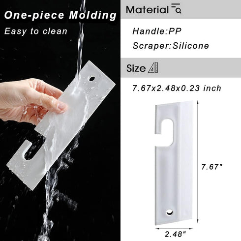 White Silicone Squeegee with Hanging Hole, Flexible Water Blade for Cleaning Kitchen Countertops, Bathroom Mirrors, 2PCS
