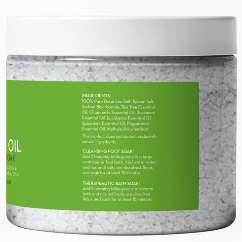 Pure Body Naturals Tea Tree Oil Foot & Bath Soak, 20 oz - Epsom and Dead Sea Salt for Tired Muscles