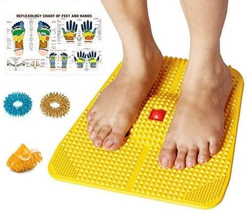 Acupressure Power Mat with Magnets & Pyramids for Pain Relief - Useful for Heel, Knee, Leg Pain, Sciatica, Cramps,