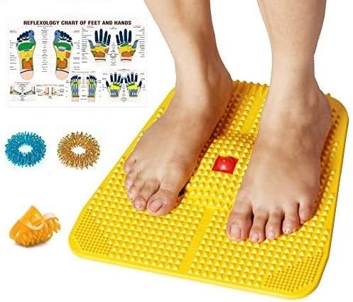Acupressure Power Mat with Magnets & Pyramids for Pain Relief - Useful for Heel, Knee, Leg Pain, Sciatica, Cramps,
