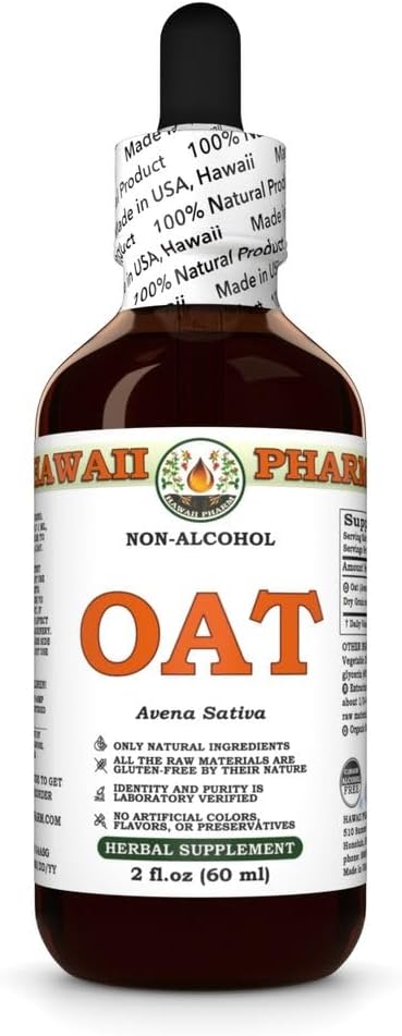 Hawaii Pharm Oat Alcohol-Free Liquid Extract, Oat (Avena Sativa) Dried Grain Glycerite Natural Herbal