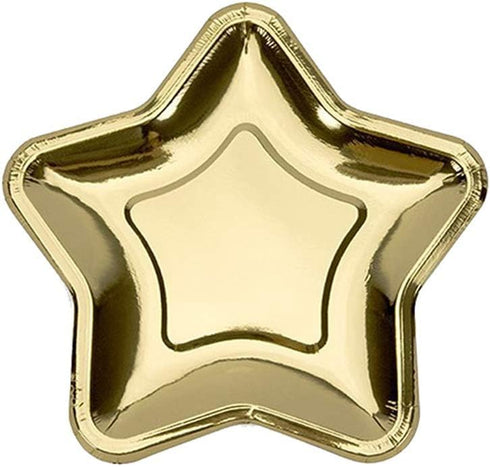 Rgontar 20 Pcs Gold Star Paper Plates, 7 Inch Disposable Pentagram Plates for Party Supplies