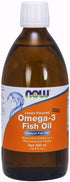 NOW Omega-3 Fish Oil Liquid, Molecularly Distilled, Lemon Flavored, 16.9-Ounce