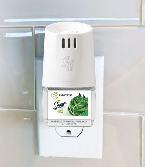 Scent Fill 100% Natural Eucalyptus Plug in Air Freshener - 2 Refills + Diffuser