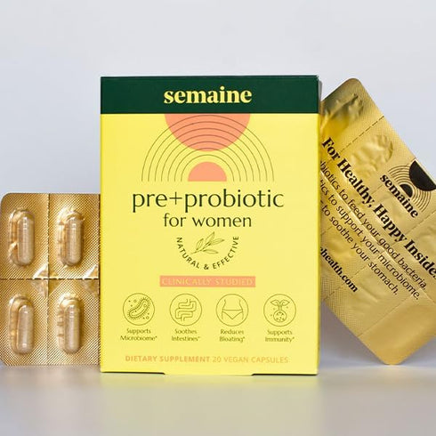 Semaine Super Powered Prebiotic + Probiotic - 20 ct, 3-in-1 Formula for Gut Health, IBS Relief & Immunity Boost