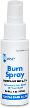 Globe Burn Spray 2 oz, Lidocaine 2% Topical Anesthetic Pain Relief and Numbing Spray Bottle