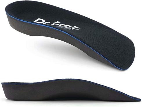 Dr. Foot's 3/4 Length Orthotic Inserts, Self-Adhesive Half Shoe Insoles for Flat Feet, Plantar Fasciitis, Heel Spurs