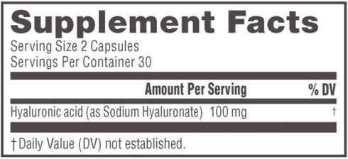NeoCell Hyaluronic Acid Capsules, Essential Lubricant, 60 Count, 1 Bottle, Gluten Free