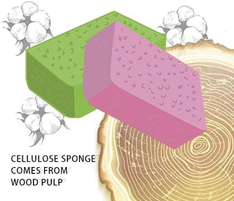 Cellulose Large Sponges for Cleaning, Pack of 3 Multi-use Scrub for Car, Boat and Kitchen, Yellow, Environmentally Safe