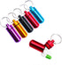 Purple Mini Pill Organizer, Metal Pill Box with Keychain Case, Waterproof for Outdoor Travel, Camping, Hiking